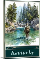Fish Kentucky Fishing Travel Poster Prints Framed Or Canvas Rivers & Lakes