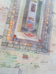1990 Abstract Architectural Geometric Watercolor Modernist Framed Art