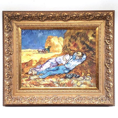 Noon Rest from Work framed VAN GOGH repro hand-painted oil on canvas BEAUTIFUL!