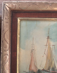 Pair of VTG Oil on Canvas Nautical Sailing Ships Signed Framed Paintings