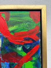 Oil Painting Abstract Composition Modern Art Red Green Blue 56.5X46.5Cm