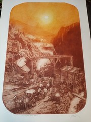 VINTAGE ROY PURCELL DEVILS GATE TOLL ROAD AUTOGRAPHED HAND NUMBERED 29 X 44