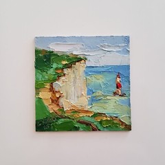 Beachy Head Lighthouse Original Painting England Seascape Modern Wall Artwork