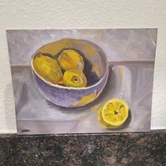 Original oil painting, Fruit Lemon Still life, Impreassionst
