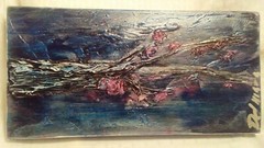 Branch Painting 12″ x 6″ Original DelMarq Wall Decoration Blue Pink White Colors