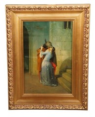 The Kiss After Francesco Hayez Romanticism Still Life Oil Painting on Board 33″