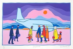 Ted Harrison, Canadian, „Going Outside“ 10 x 18 signed in pencil