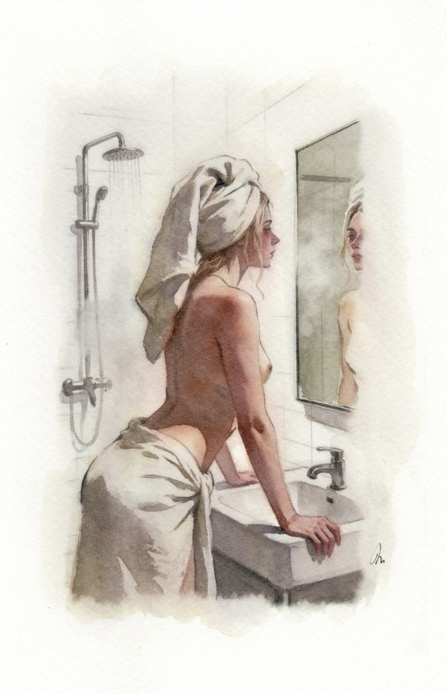 Original Female Figure Portrait Classical Painting 5.5×8.5 Book page