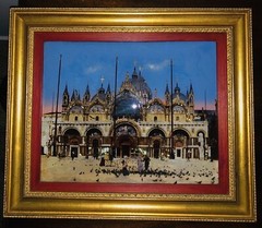 Russian CIRCA 1820 „St. Mark’s Basilica“ – Reverse painting Curved Convex Glass