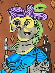 pablo picasso drawing and painting on old paper signed stamped vintage