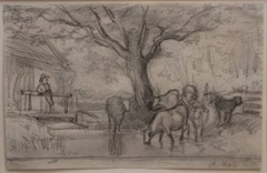 Christian Friedrich Mali (Darthuizen 1832-1906 Munich) – Cattle at the Ford