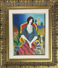 Itzchak Tarkay Embellished Painting On Canvas “Clever Girl“