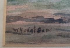 William Henry Watson Antique Impressionist Landscape Watercolor Painting Signed