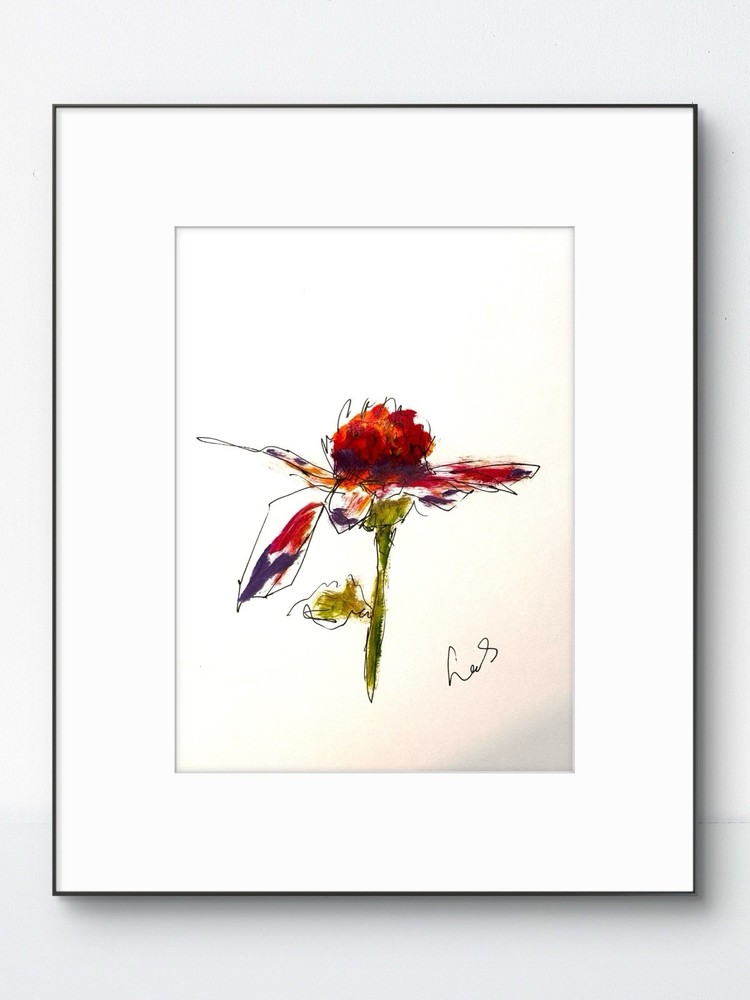 SAMATOWIC Original Abstract Expressionism Flower 9X12 Paper Handmade Signed 28