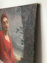 Early 19th Spanish Oil Painting – Portrait of a Woman in a Landscape – ZULOAGA