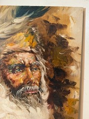 Large Vintage original expressive American Indian Roy Pierce oil painting canvas