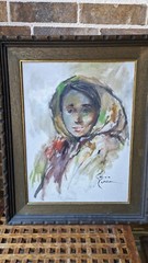 Salvador Cabrera 1930-1986 listed Filipino art Philippines Big Eye Woman