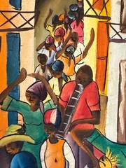 Original Caribbean Painting – Dance Parade on Stretched Canvas – Artist Signed