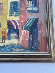 MID CENTURY IMPRESSIONIST PAINTING ARCHITECTURE CITY STREET SCENE SIGNED CORINI
