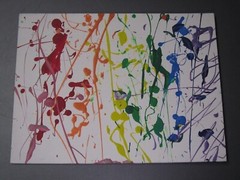 Rainbow Pink Red Orange Yellow Green Blue Purple Splatter Painting 9″x12″ Canvas