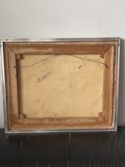 ANTIQUE MID CENTURY MODERN ABSTRACT OIL PAINTING OLD VINTAGE SIGNED 1957