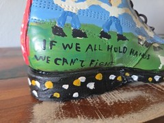 Sam McMillan Dot Man Painted Folk Art Boots Estate MSgt Hulslander Vintage 2000s