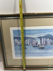 Hong Kong Harbor Lithograph Painting Framed Art 17×11 Limited 36/1000 J. Lee Art