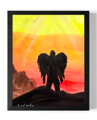 Guajardo Art: Arrival of an Angel 14X11 Original Canvas Expressionism Home Decor