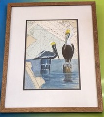 Chart Art Painting South San Diego Bay California Pelican Jen Cerveny Map Harbor