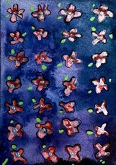ACEO Original Watercolor Flower Garden Abstract Art by Bri Sander 3.5 x 2.5 OOAK
