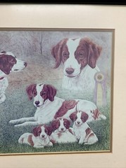 Framed Painting of Brittany Hunting Dogs