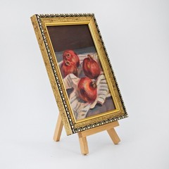 Original Oil Painting Pomegranates Still Life 4×6 Framed Kitchen Wall Art