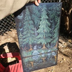 Surreal Forest Skelly Painting 25.5×15.5in
