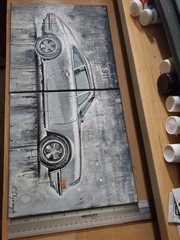 Porsche 911 Turbo 1972 Silver Sports Car Artwork Hand Painted Canvas Wall Decor