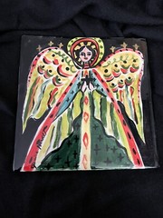 Original Art ANGEL Plaque Tile Handmade & Painted ~ Signed by Janice Howell