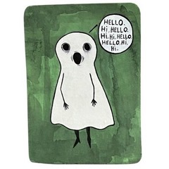 Original Mini Painting Ghost #11 ACEO Small art Miniature Acrylic Ink Haunted