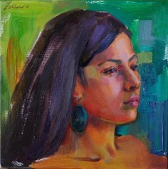 Young Latina Woman – Signed Oil Portrait Contemporary Realism Impressionism