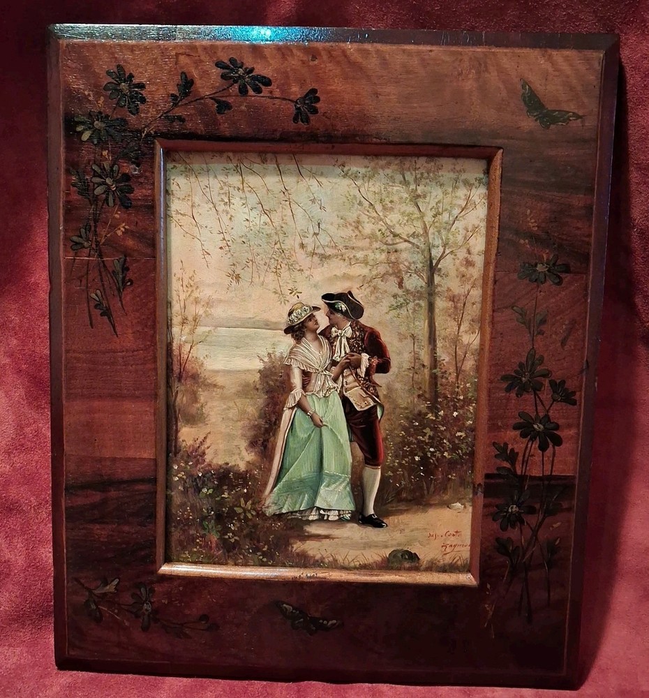Antique S.C. Raymond Oil Paining On Wood With An Original Wooden Frame 16×13.5in