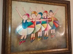 RARE Ballerinas Oil Painting Framed ( 30 x 26 ) Vintage by Joyce Roybal ORIGINAL
