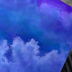 8″ x 10″ Original Acrylic Painting Clouds Sky Art Canvas Panel Decor With Easel