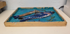 Folk Art original Dennis, MA Cape Cod Shark & Mermaid wood wall hanging
