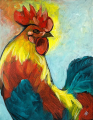 Original Rooster Painting | Modern Kitchen Wall Decor | 11×14 Acrylic on Canvas