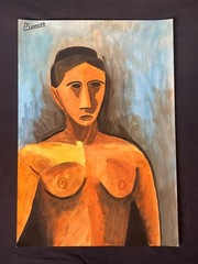 pablo picasso drawing and painting on old paper signed stamped vintage