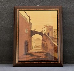 Intarsia Landscape Scene Wood Inlay Wall Art Decor Wooden Picture Sorrento Italy