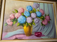 Ida May Carr „Still Life With Flowers And Red Bowl“ Oil Painting – Signed/Framed