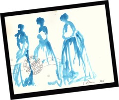 Blue Birds Ladies in Waiting 2015 Contemporary Art Abstract PAINTING SIGNED