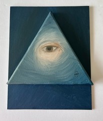 Original Surreal Lover’s eye Triangle Canvas Symbolic Contemporary Art 8×10