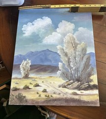 Vintage Original Oil Painting Desert Mountain Landscape 1988 MCM Signed 17 X 20