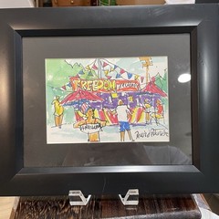 David Peterson Watercolor „Freedom Fireworks“ Signed 6×4.5 + Frame See Photos