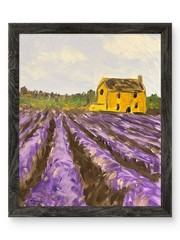 Original Lavender Field Painting Country Farm Landscape 11×14 Acrylic Canvas